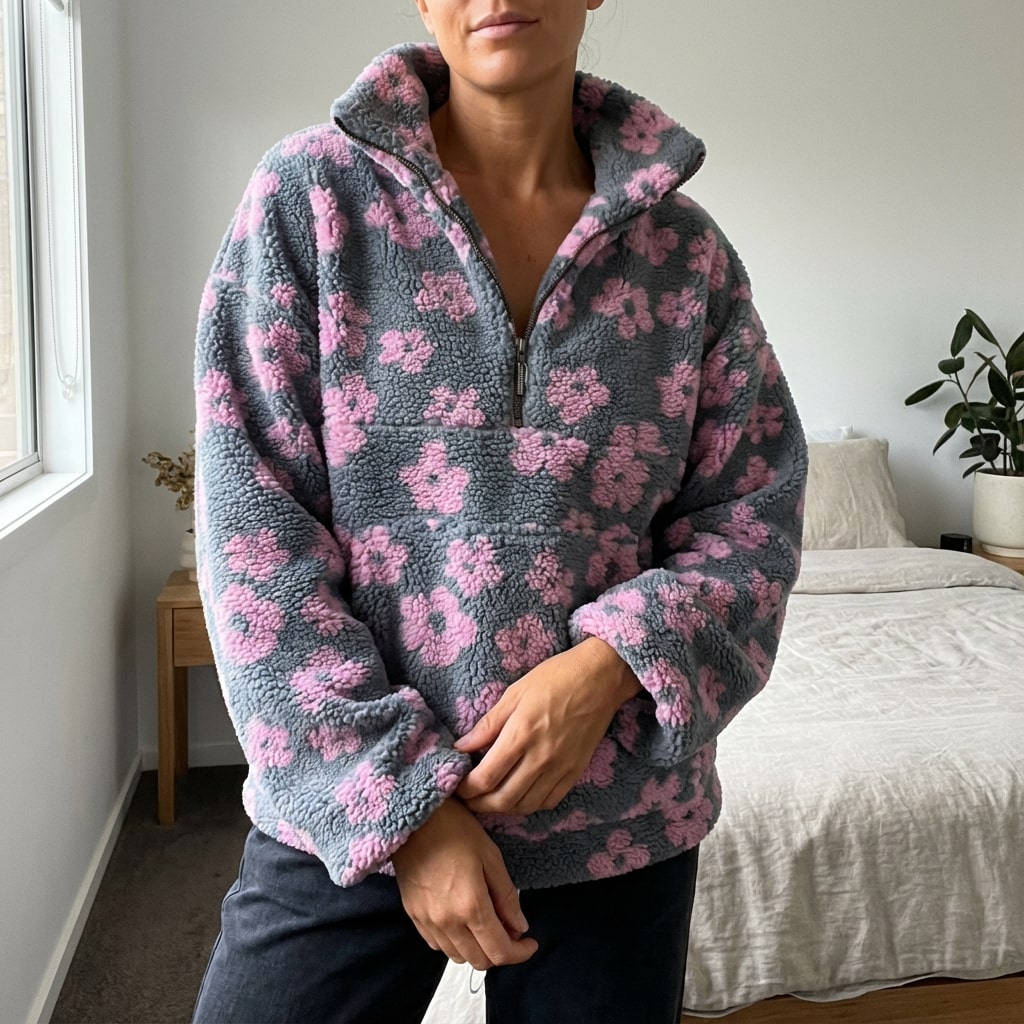 Margarita Women’s Sweater – Plush Fleece Floral Design