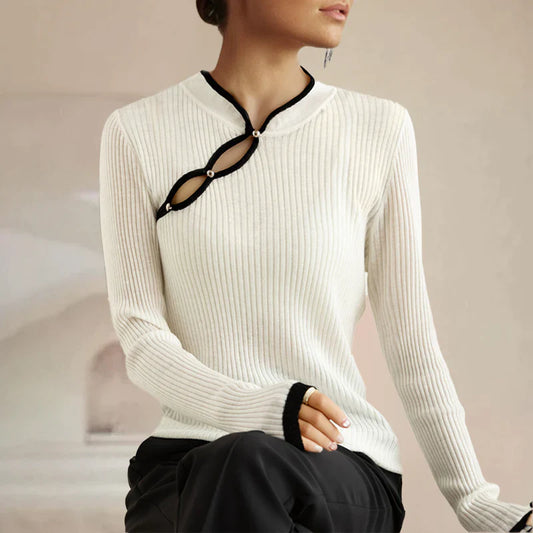 Isabelle Women’s Sweater – Merino Wool Pullover with Elegant Button Detail