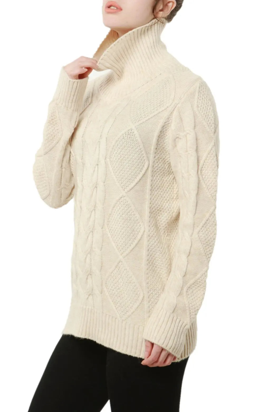 Adelina Women’s Cable Knit Sweater – Merino Wool Oversized Pullover