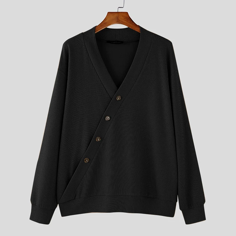 Theo Textured Knit Men’s Cardigan – Asymmetrical Button Closure