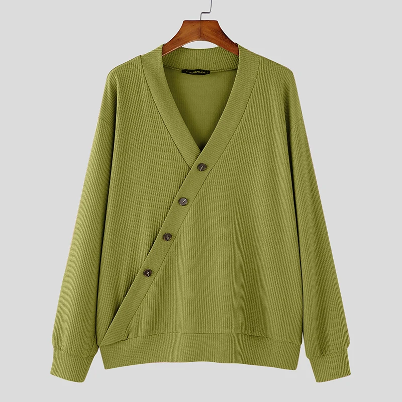 Theo Textured Knit Men’s Cardigan – Asymmetrical Button Closure