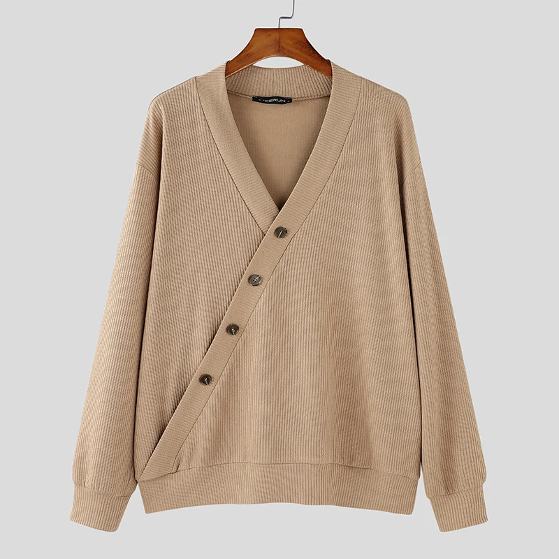 Theo Textured Knit Men’s Cardigan – Asymmetrical Button Closure