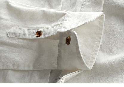 Ravi Men’s Linen Shirt – Long Sleeve Mandarin Collar Casual Wear