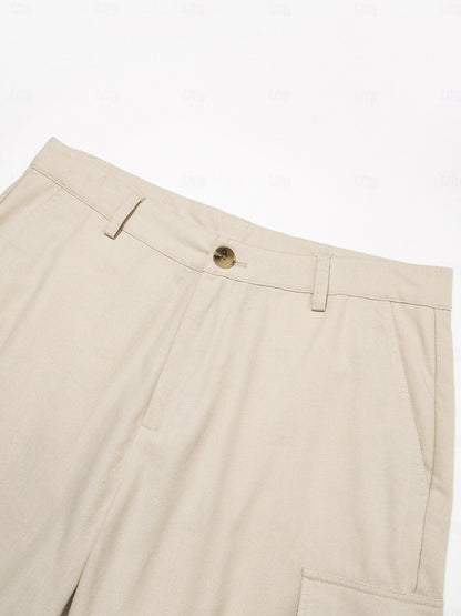 Benjamin Men’s Linen Blend Shorts – Breathable Mid Waist with Front Pockets