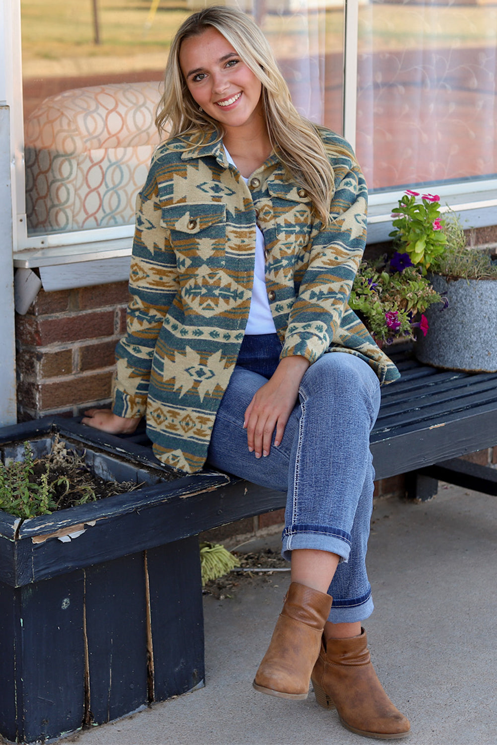 Stylish Aztec Western Vest Shacket
