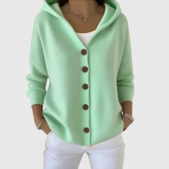 Nella Women’s Cardigan – Hooded Button-Up Knitted Cardigan
