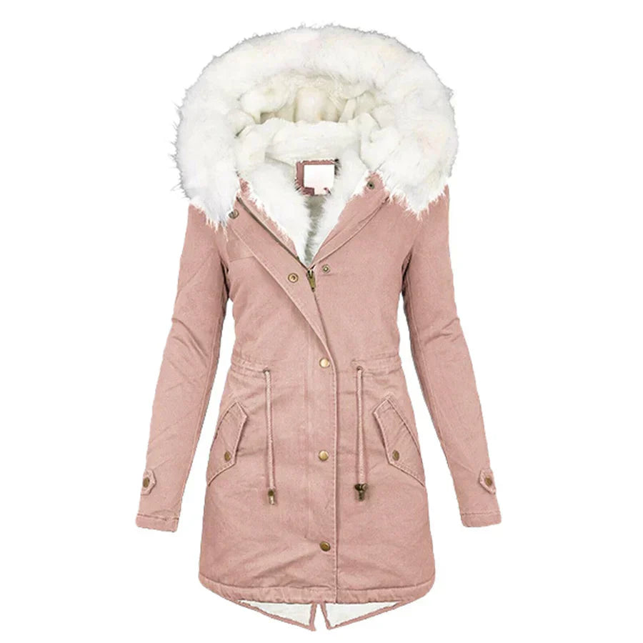Isabella Women's Winter Coat – Water-Repellent Quilted Jacket with Fur Hood