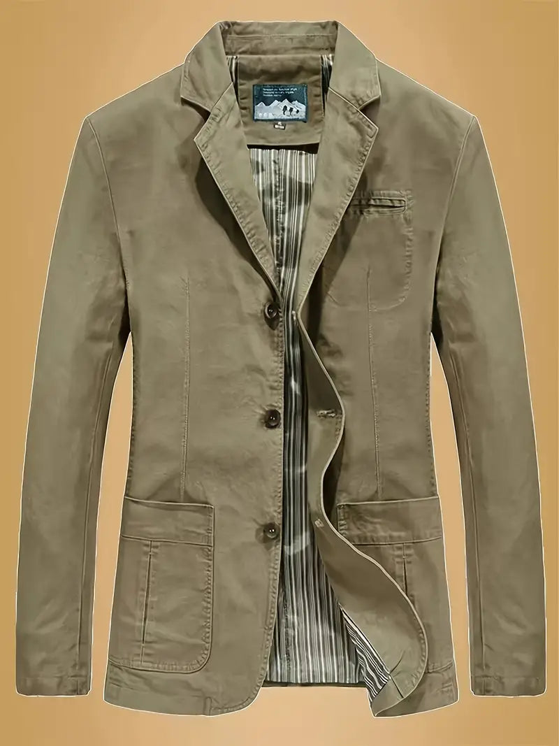 Thompson Men’s Button Up Jacket – Tailored Fit with Notched Lapel