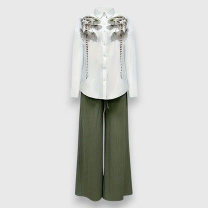 Claudia Women’s Lounge Set – Floral Two-Piece with Relaxed Wide-Leg Pants