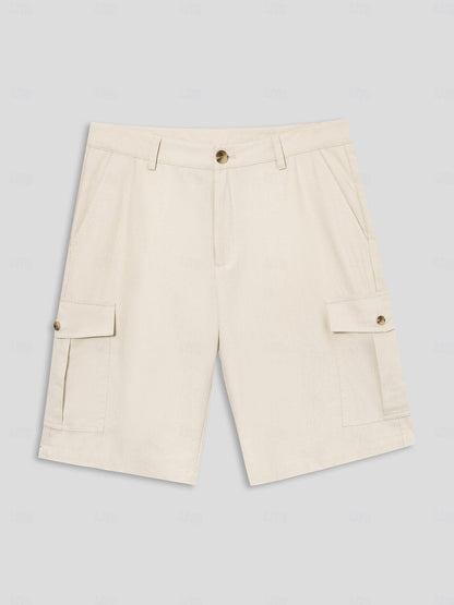 Benjamin Men’s Linen Blend Shorts – Breathable Mid Waist with Front Pockets