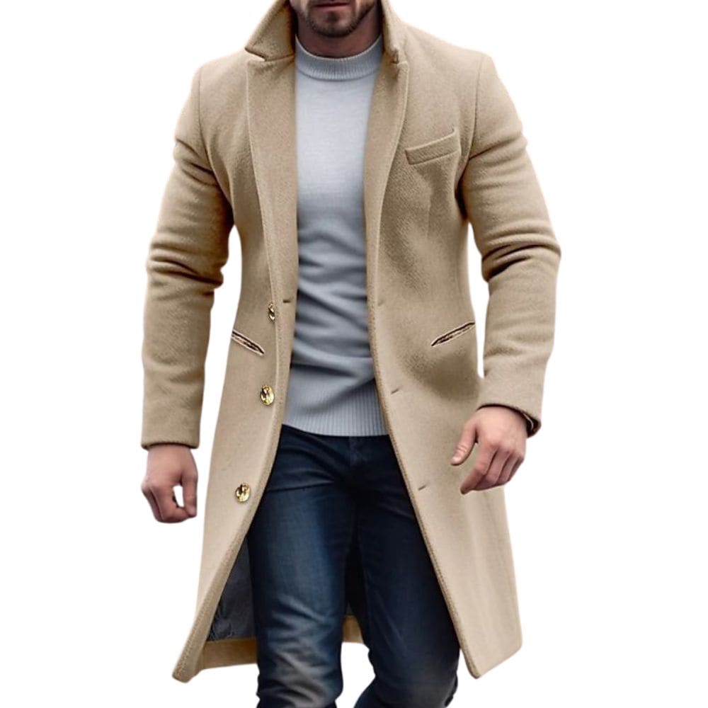 Jasper Men’s Trench Jacket – Lightweight Wool-Blend Coat with Tailored Fit