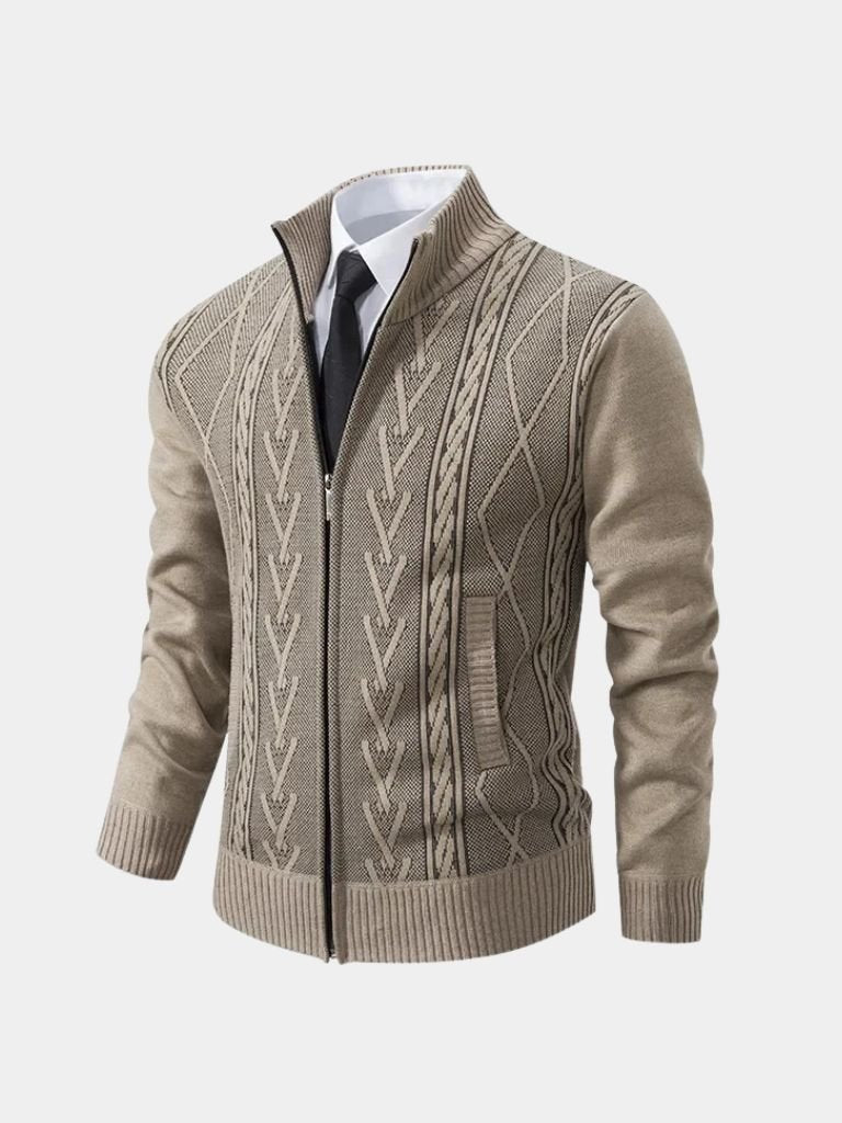 Adrian Men’s Cashmere Sweater – Luxurious Knit Zip Up Cardigan