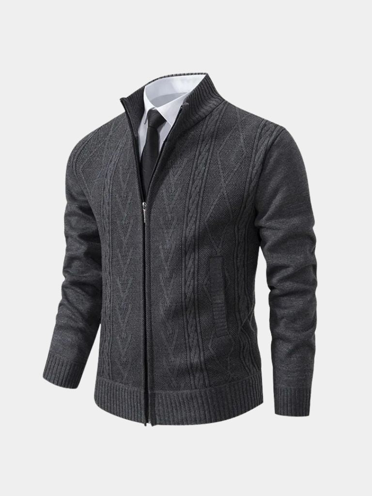 Adrian Men’s Cashmere Sweater – Luxurious Knit Zip Up Cardigan