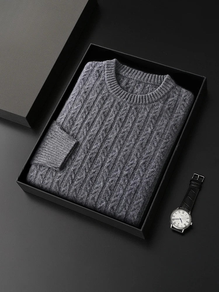 Hudson Men’s Merino Wool Sweater – Cable Knit Sweater