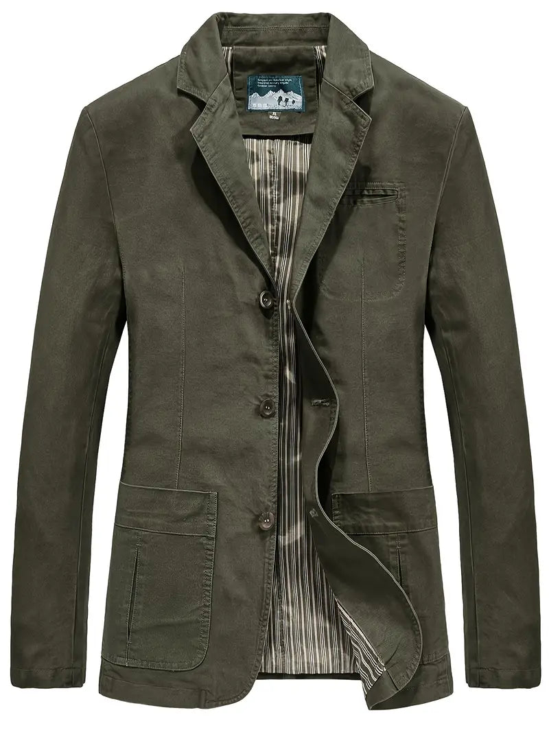 Thompson Men’s Button Up Jacket – Tailored Fit with Notched Lapel