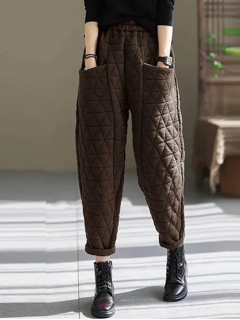 Daisy Women’s Quilted Thermal Pants – Cotton Blend with Tapered Fit