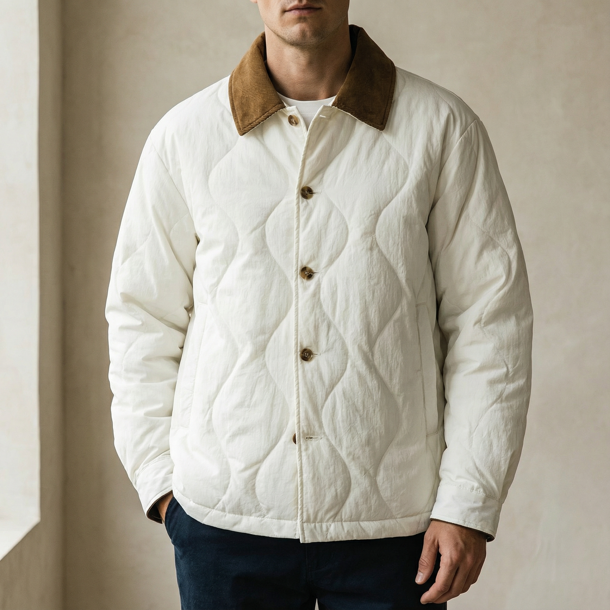 Randy Men’s Quilted Jacket – Thick Cotton Shell Winter Jacket