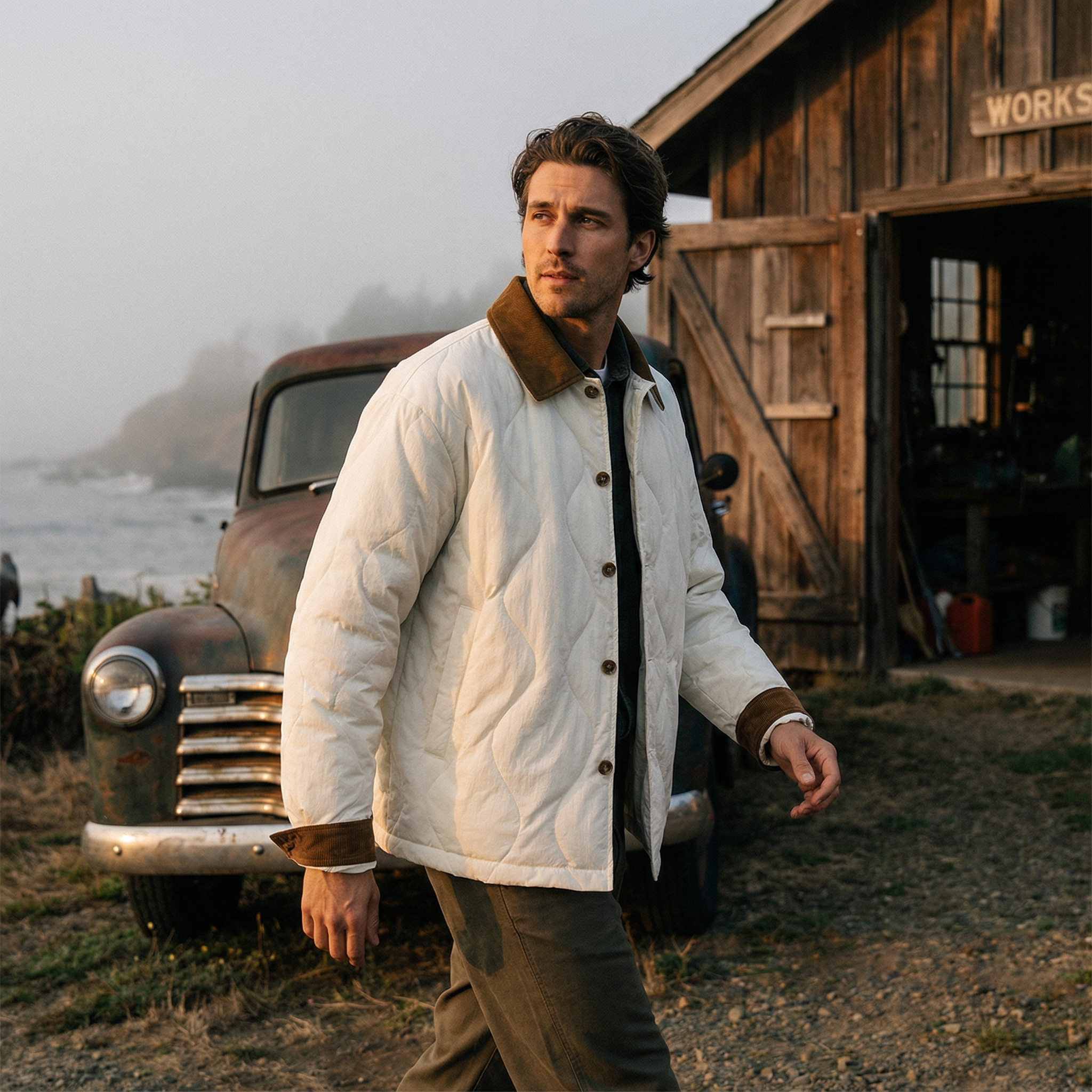Randy Men’s Quilted Jacket – Thick Cotton Shell Winter Jacket