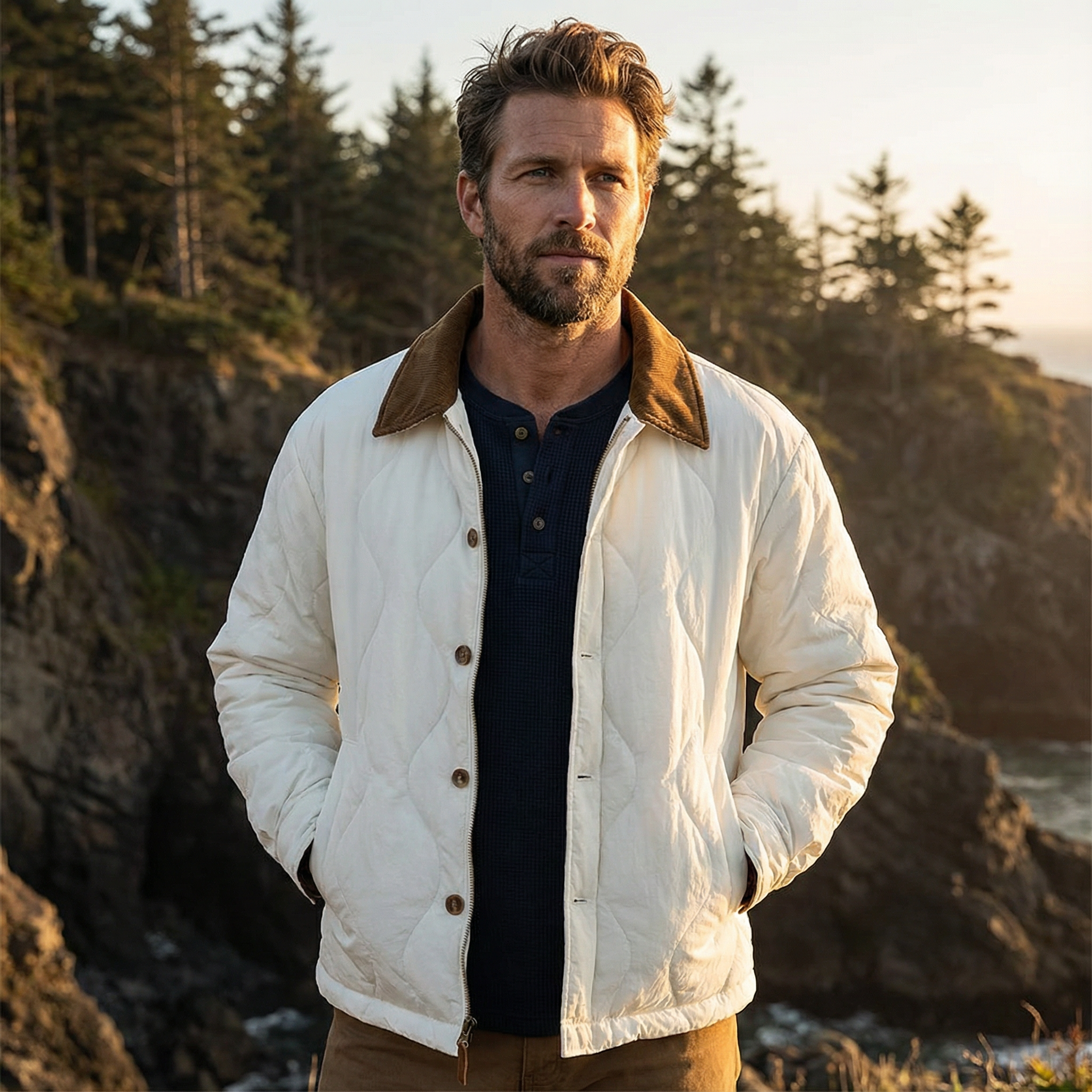 Randy Men’s Quilted Jacket – Thick Cotton Shell Winter Jacket