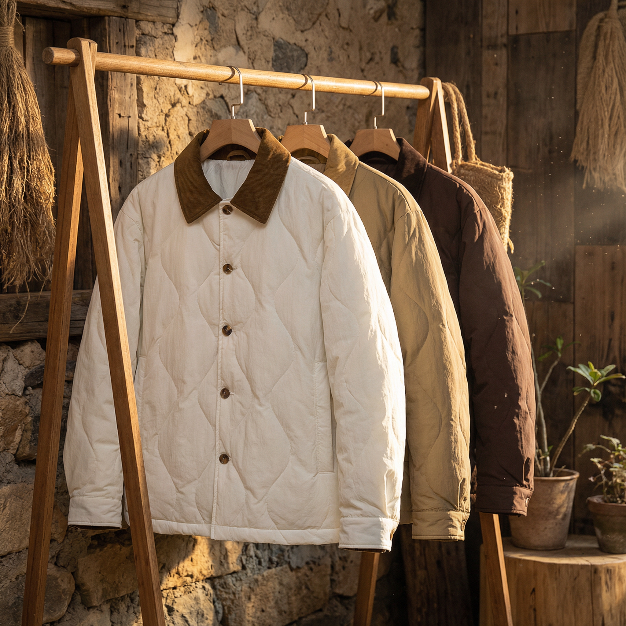 Randy Men’s Quilted Jacket – Thick Cotton Shell Winter Jacket