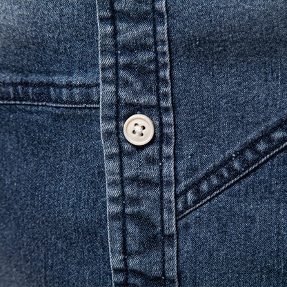 Emil Men’s Denim Shirt – Cotton Blend Long Sleeve with Button-Down Fit