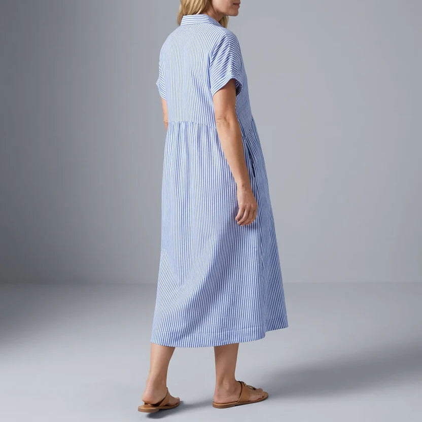 Florian Women’s Midi Dress – Vertical Stripe Design with Flattering Relaxed Fit