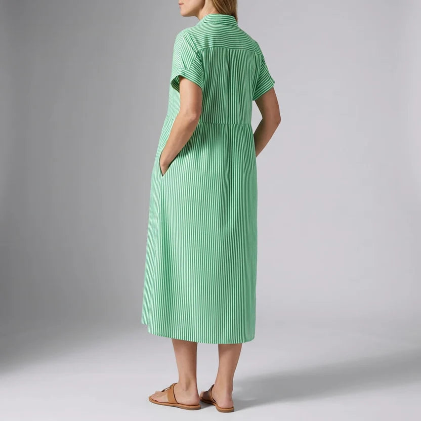 Florian Women’s Midi Dress – Vertical Stripe Design with Flattering Relaxed Fit