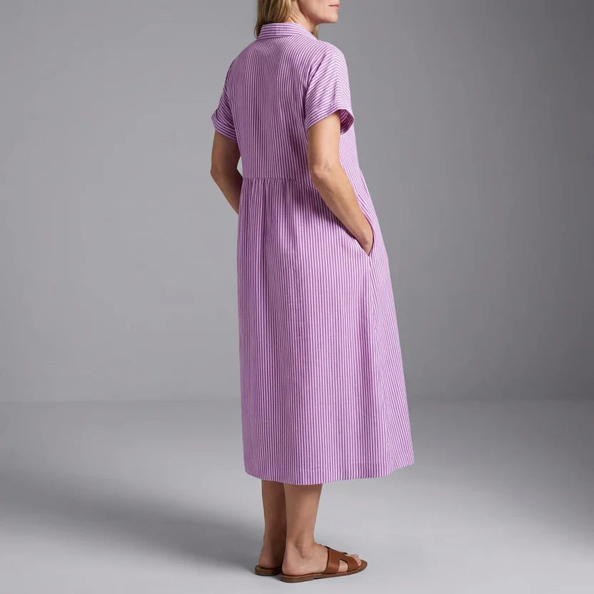 Florian Women’s Midi Dress – Vertical Stripe Design with Flattering Relaxed Fit