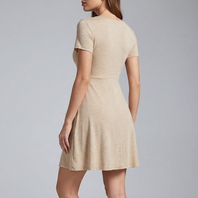 Isabella V-Neck Mini Dress – Tie Front Flattering A-Line Silhouette