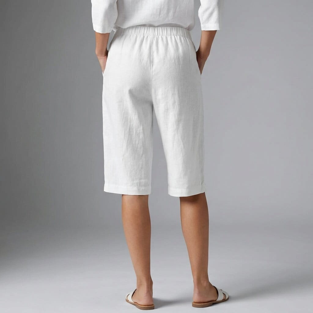 Elena Breathable Linen Knee-Length Shorts – Tailored Relaxed Summer Fit