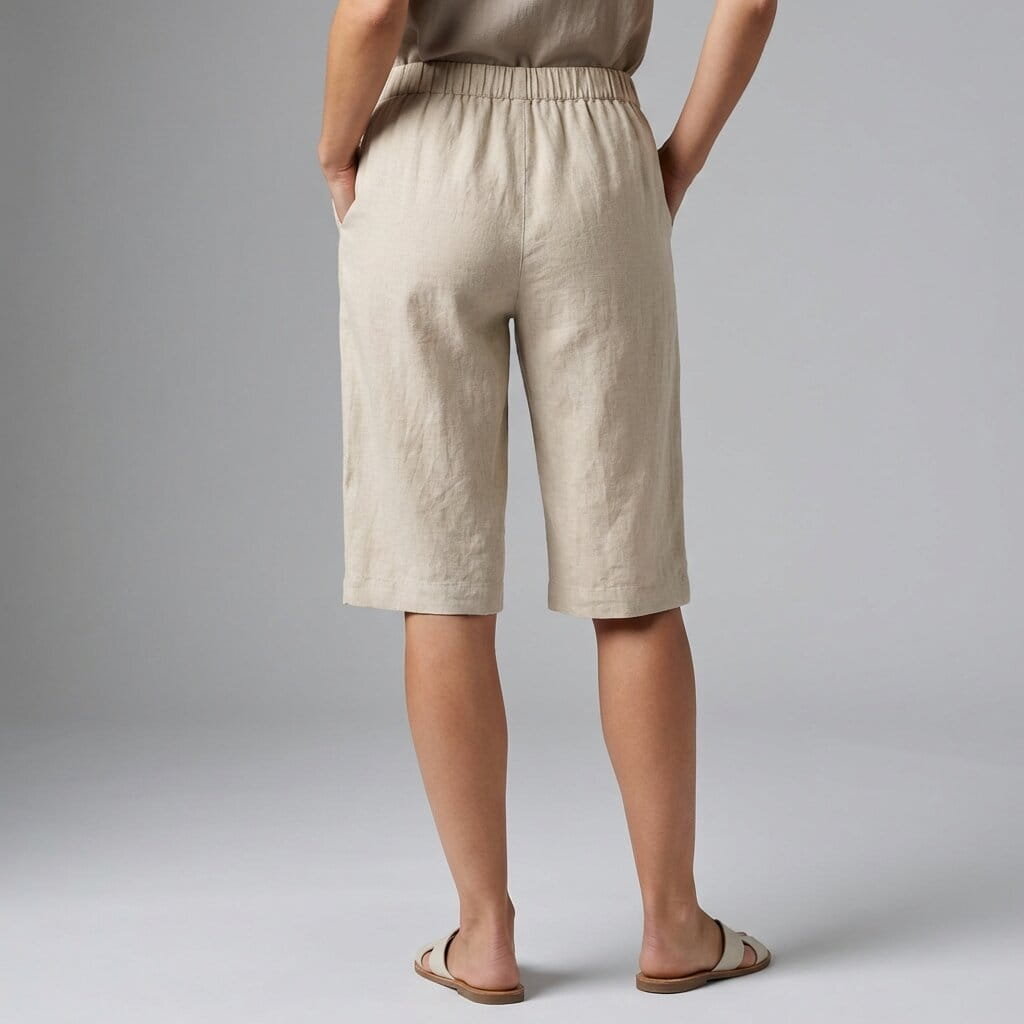 Elena Breathable Linen Knee-Length Shorts – Tailored Relaxed Summer Fit