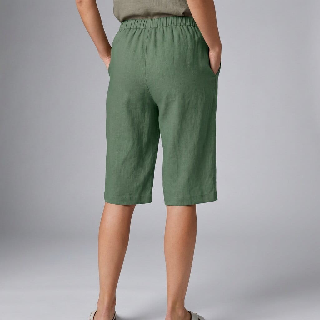 Elena Breathable Linen Knee-Length Shorts – Tailored Relaxed Summer Fit