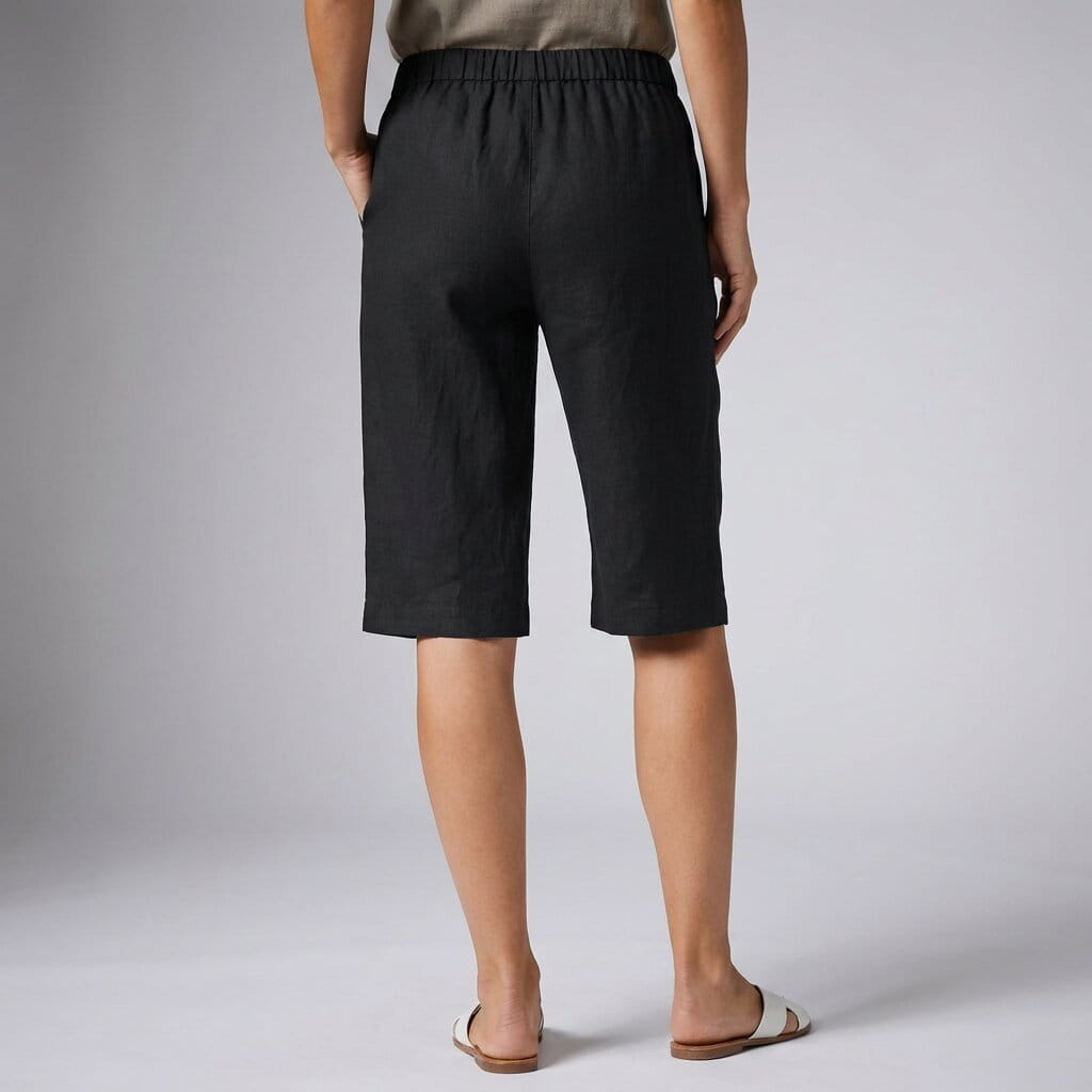 Elena Breathable Linen Knee-Length Shorts – Tailored Relaxed Summer Fit