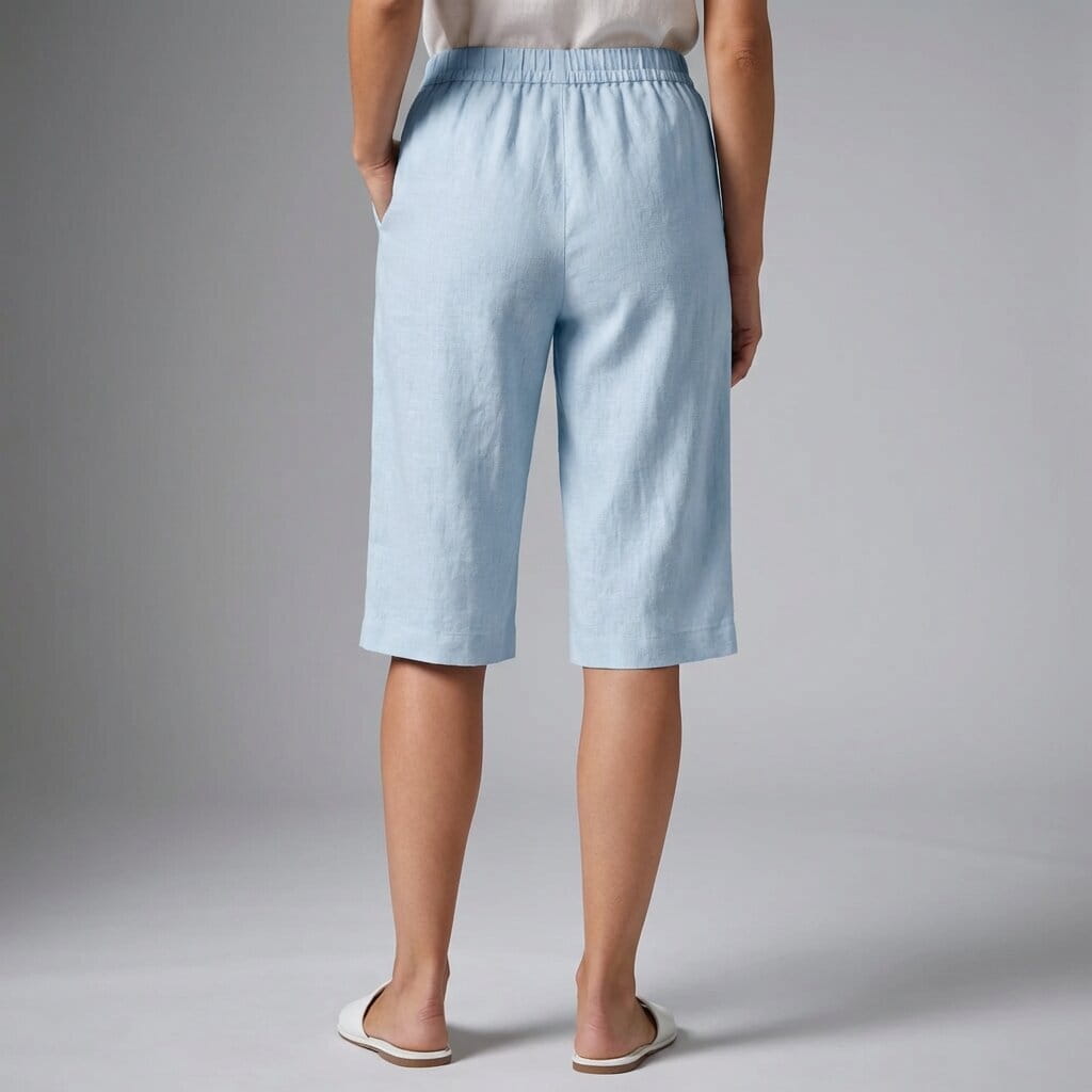 Elena Breathable Linen Knee-Length Shorts – Tailored Relaxed Summer Fit