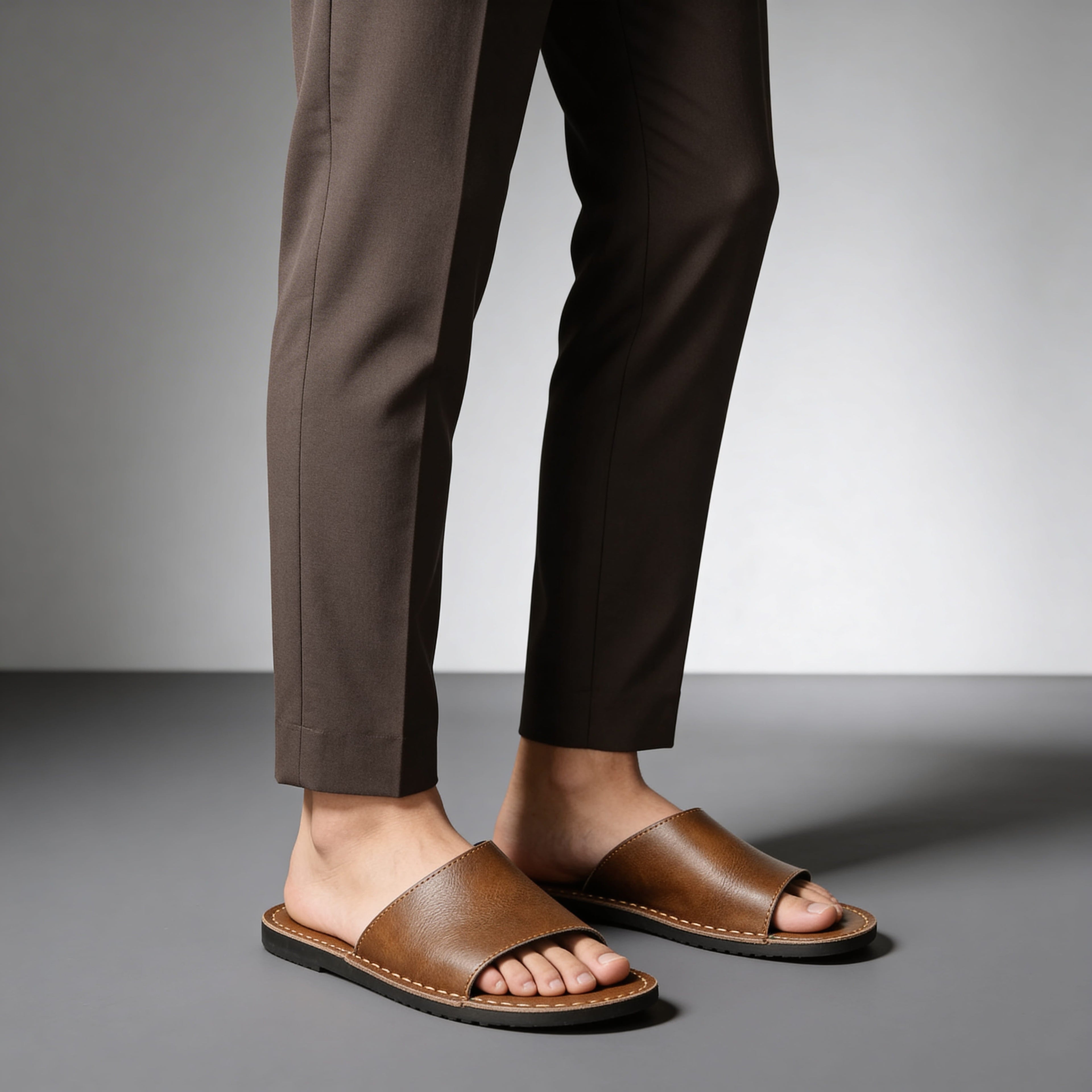 Ramses Genuine Leather Cross Strap Sandals – Handcrafted Cushioned Summer Footwear