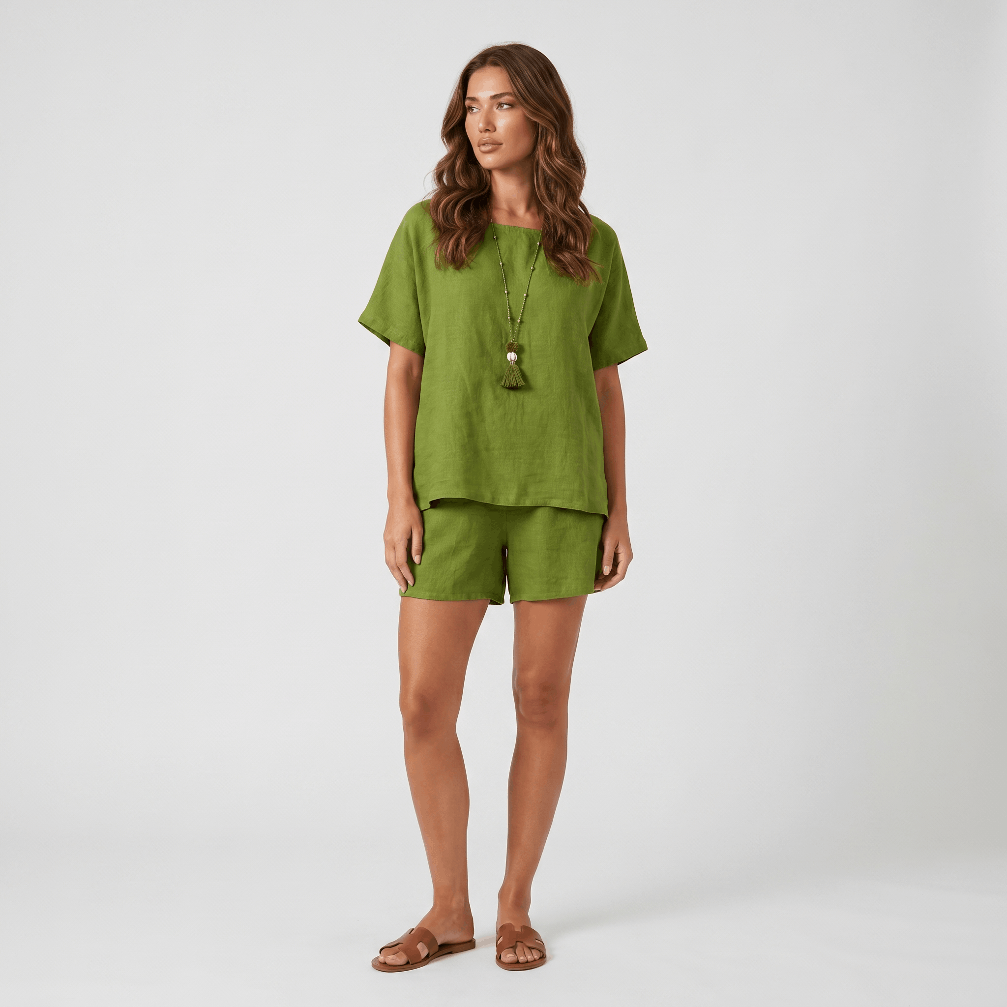 Adelina Cotton Linen Blend Two-Piece Co-Ord Set – Relaxed Pull-On Wide-Fit Ensemble
