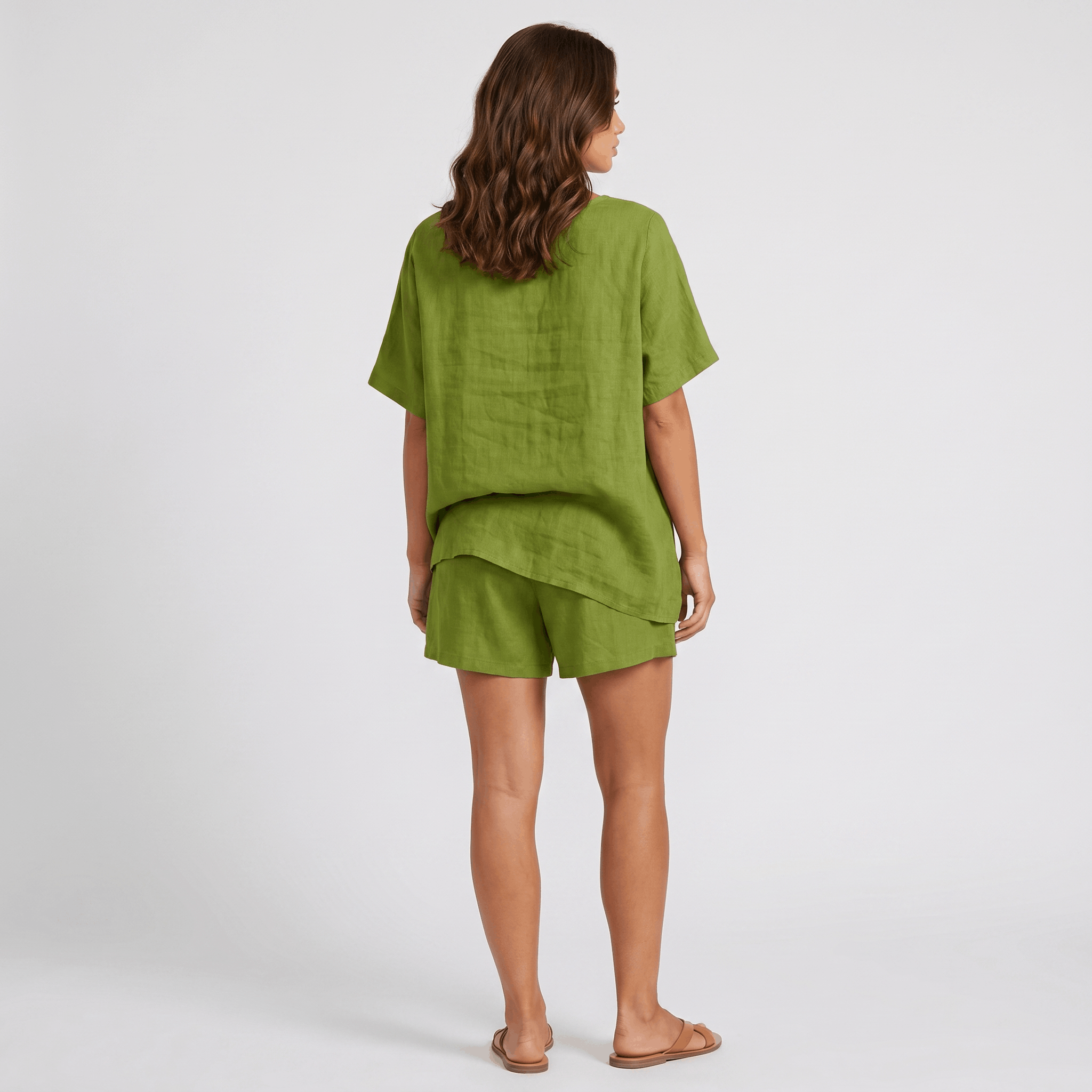 Adelina Cotton Linen Blend Two-Piece Co-Ord Set – Relaxed Pull-On Wide-Fit Ensemble