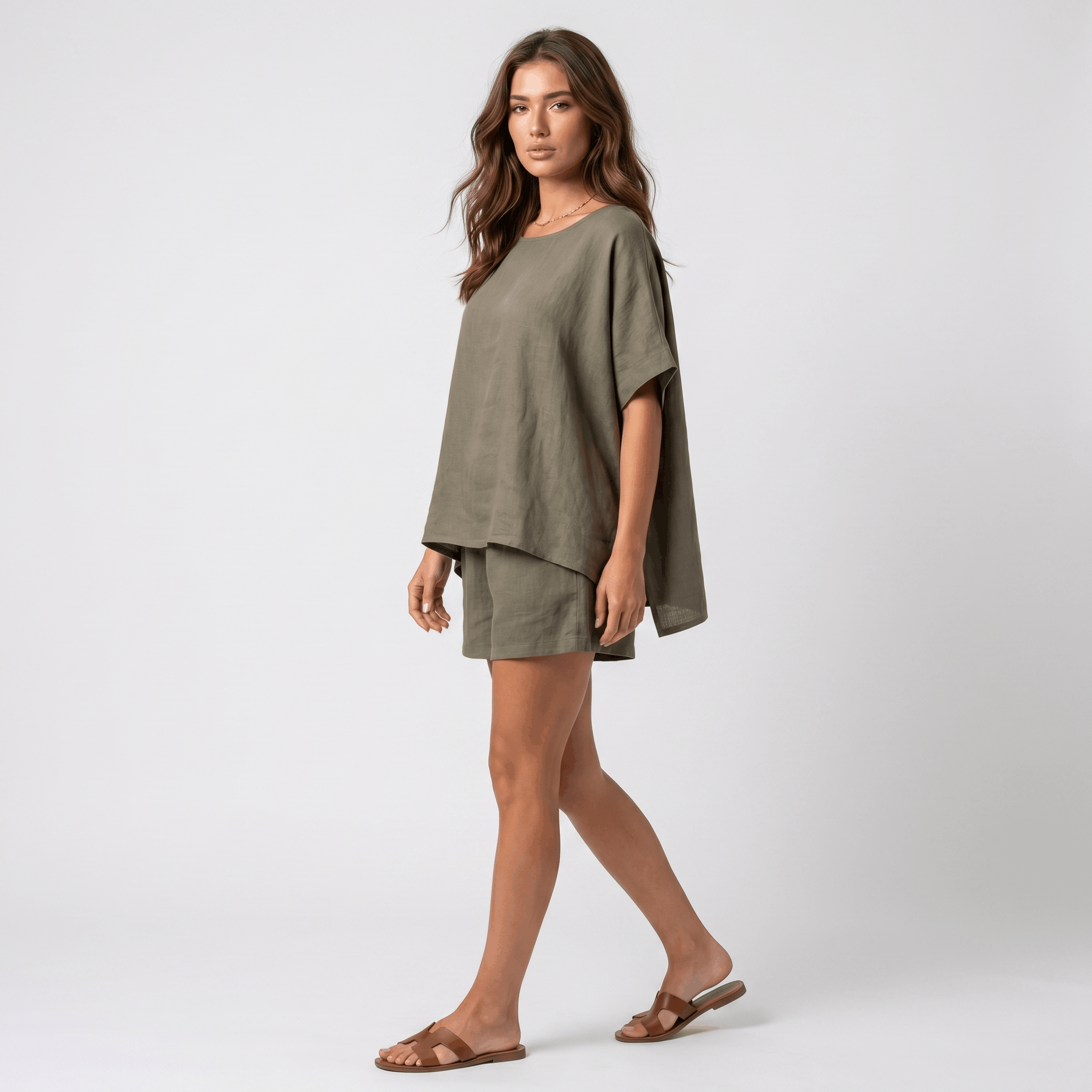 Adelina Cotton Linen Blend Two-Piece Co-Ord Set – Relaxed Pull-On Wide-Fit Ensemble