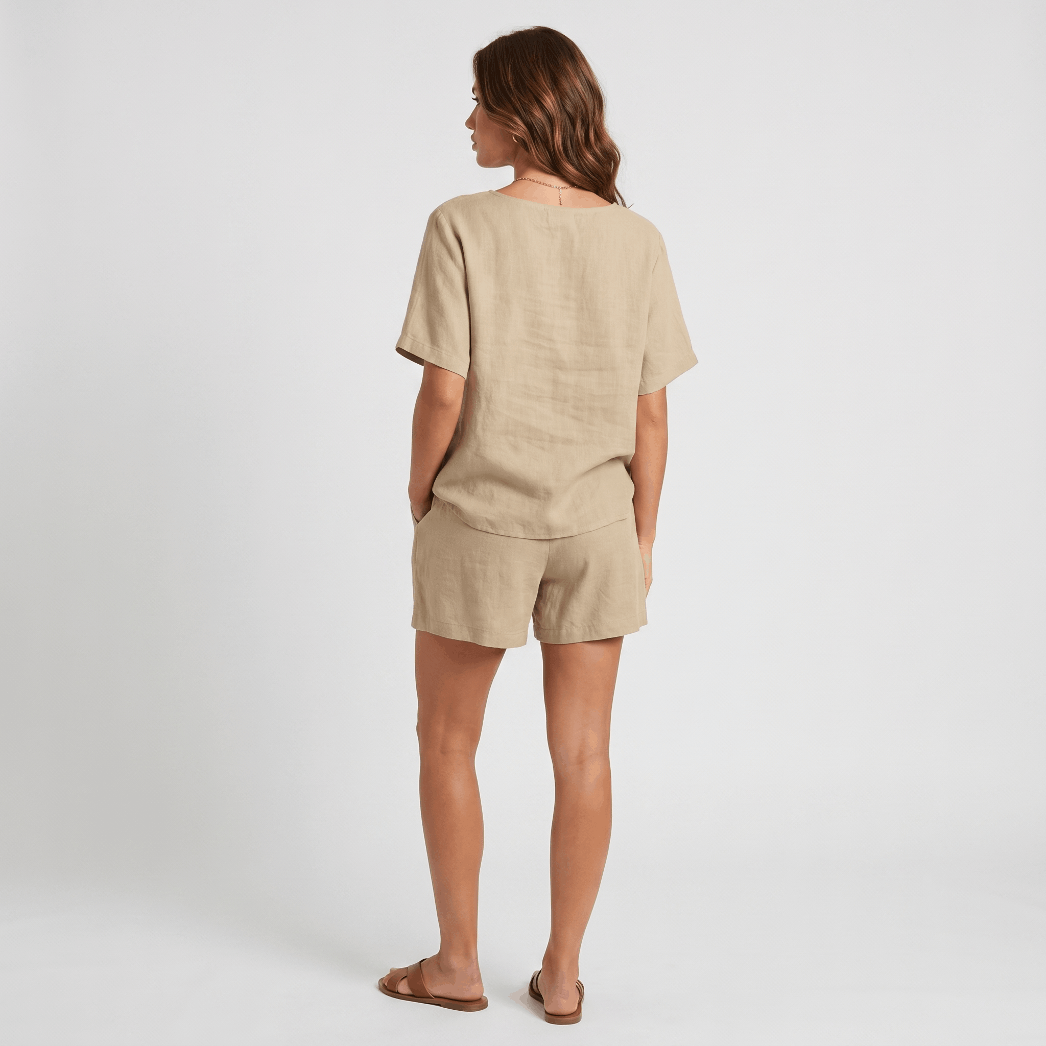 Adelina Cotton Linen Blend Two-Piece Co-Ord Set – Relaxed Pull-On Wide-Fit Ensemble