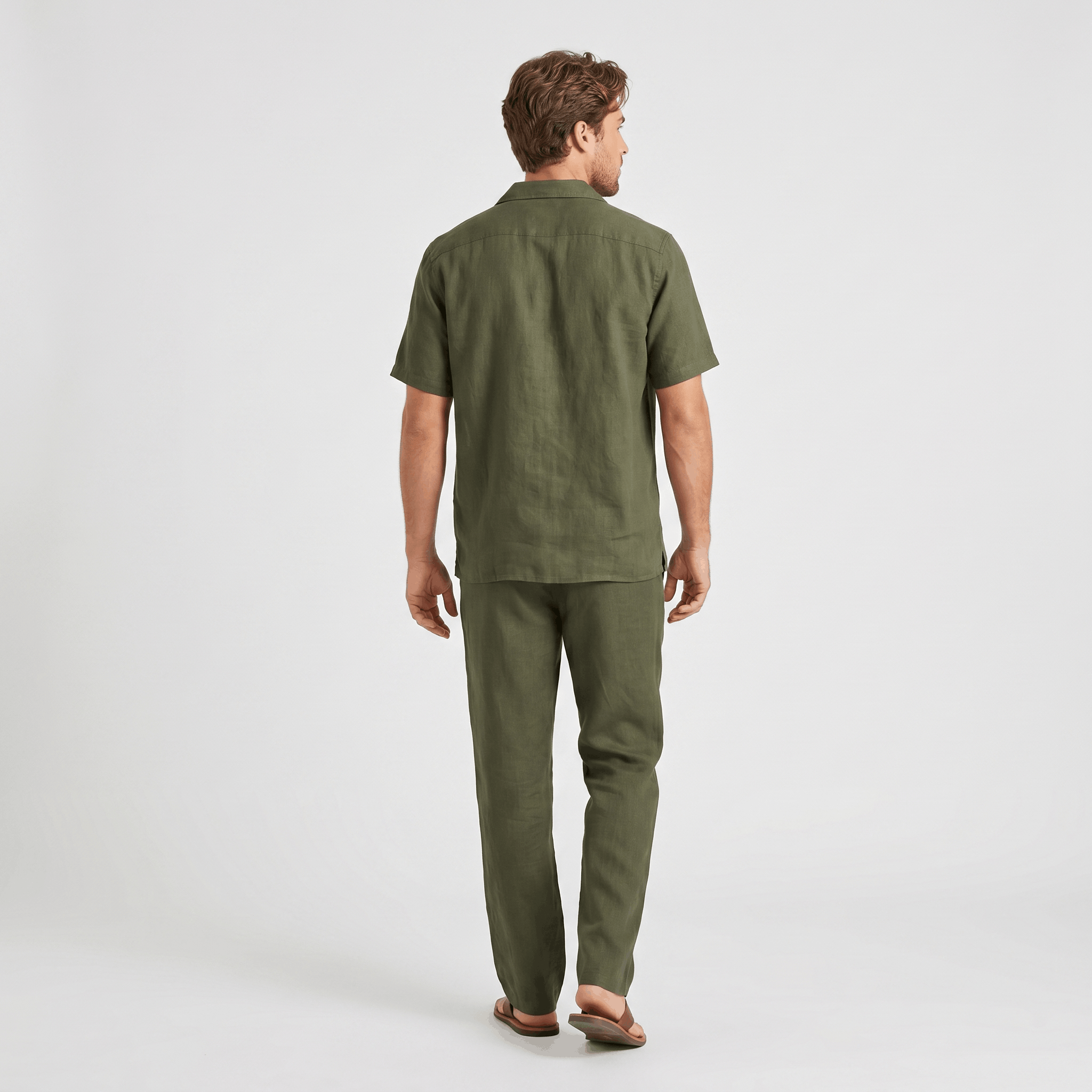 Marco Linen Blend Two-Piece Trouser Set – Cuban Collar Short-Sleeve Relaxed Ensemble