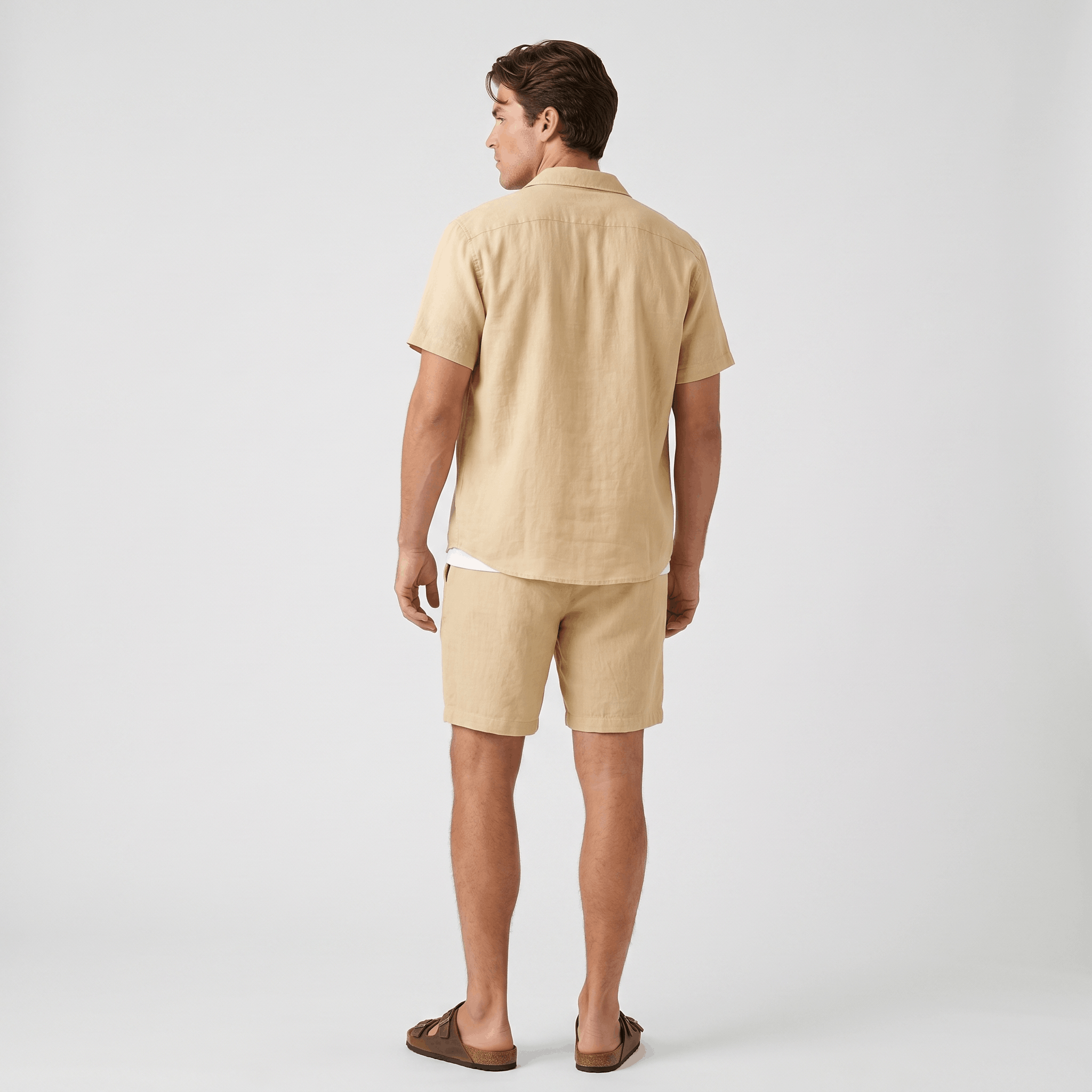 Roderick Linen Shirt Bottoms Co-Ord – Button-Front Regular-Fit Elastic-Waist Set