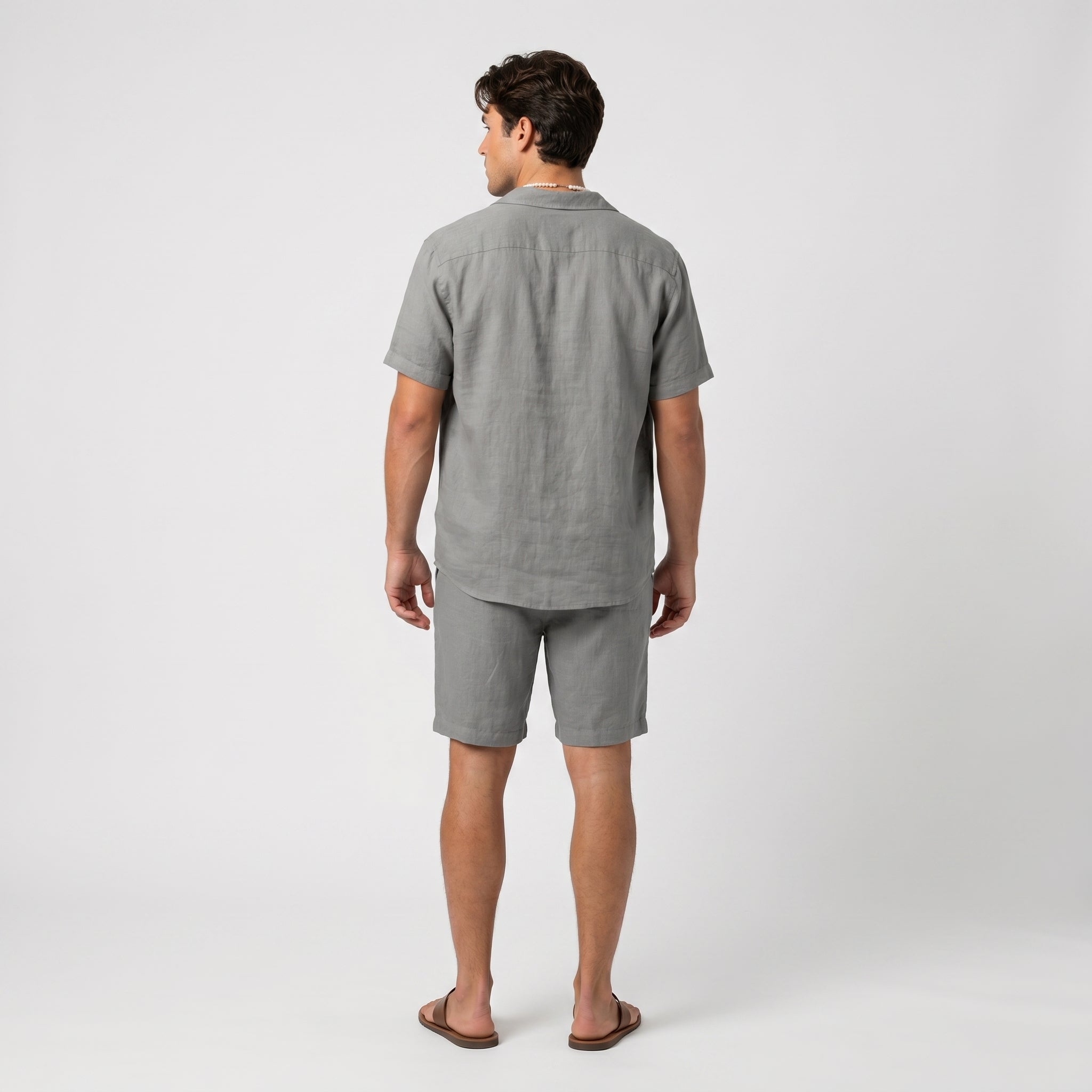 Roderick Linen Shirt Bottoms Co-Ord – Button-Front Regular-Fit Elastic-Waist Set