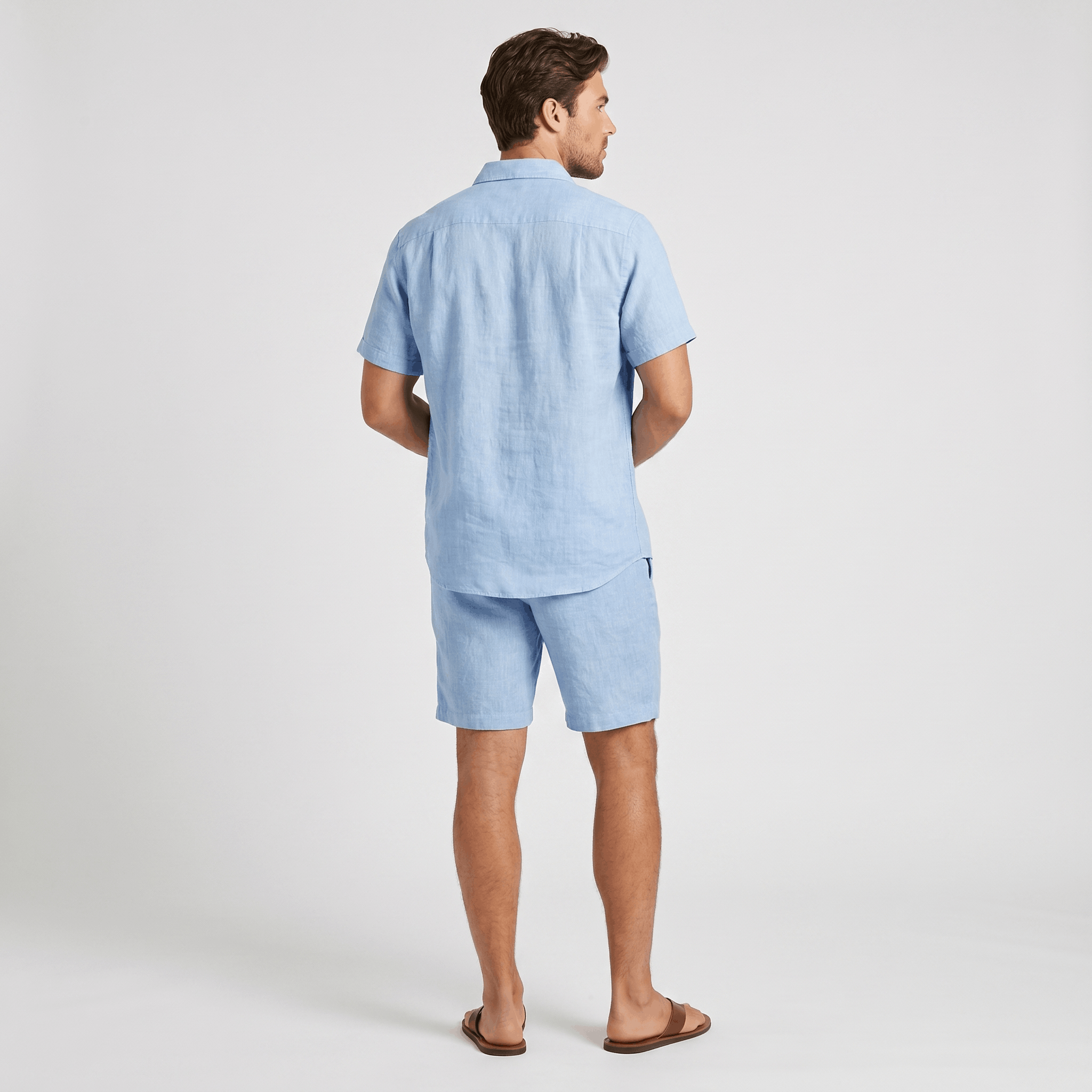 Roderick Linen Shirt Bottoms Co-Ord – Button-Front Regular-Fit Elastic-Waist Set