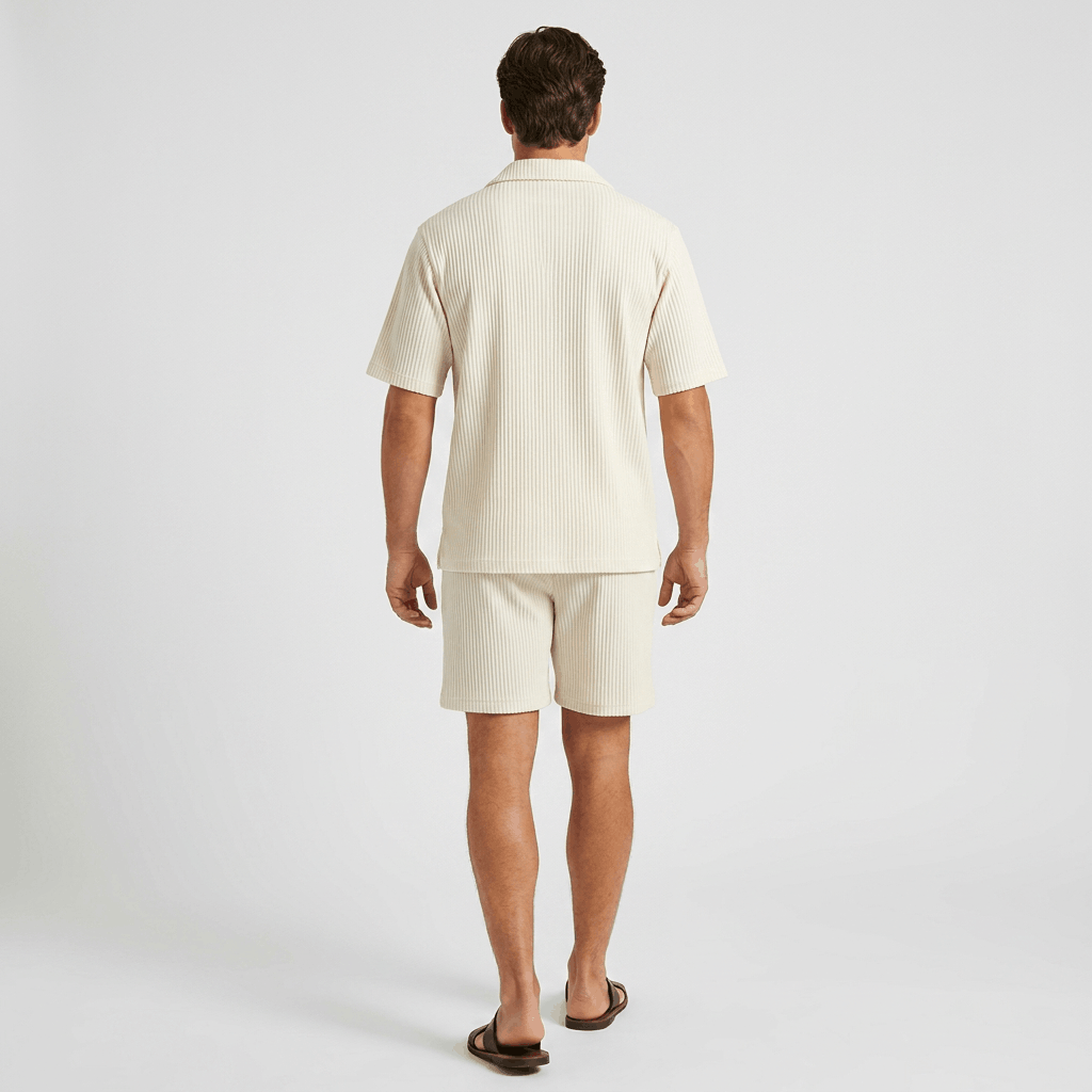 Carl Vertical Ribbed Texture Outfit Set – Relaxed Textured Summer Two-Piece Co-Ord