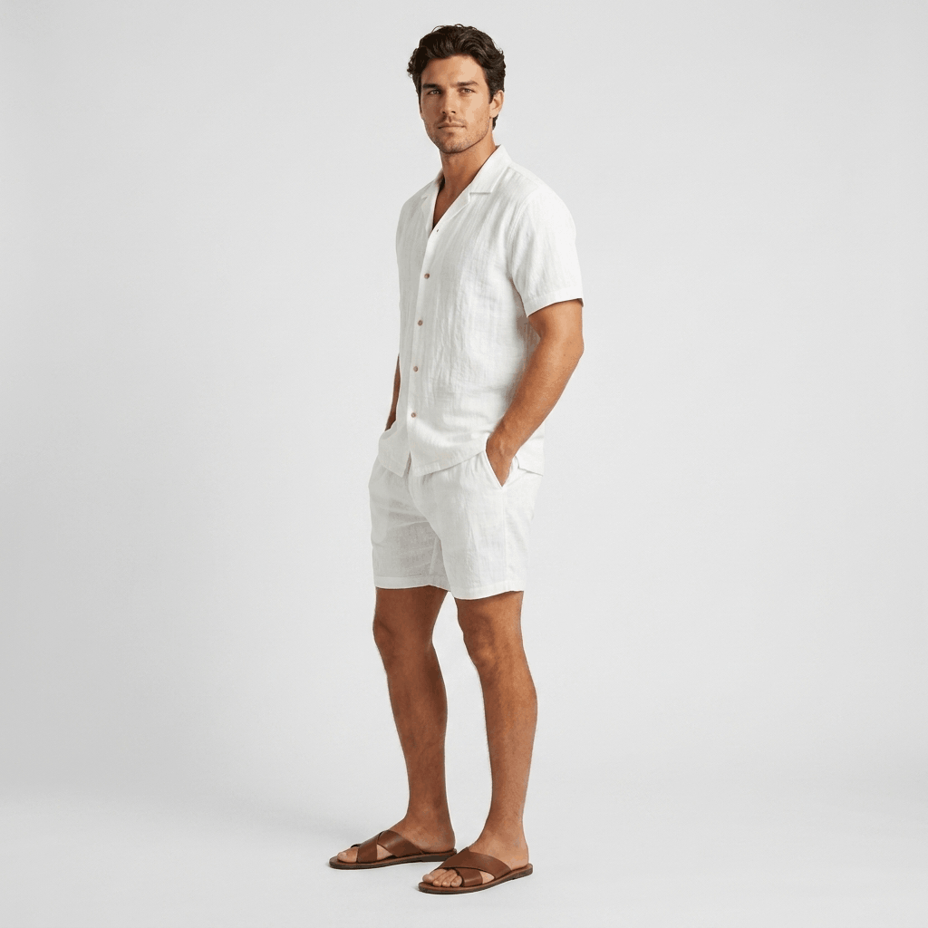 Mason Wrinkled Textured Linen Set – Relaxed Camp Collar Summer Two-Piece Co-Ord