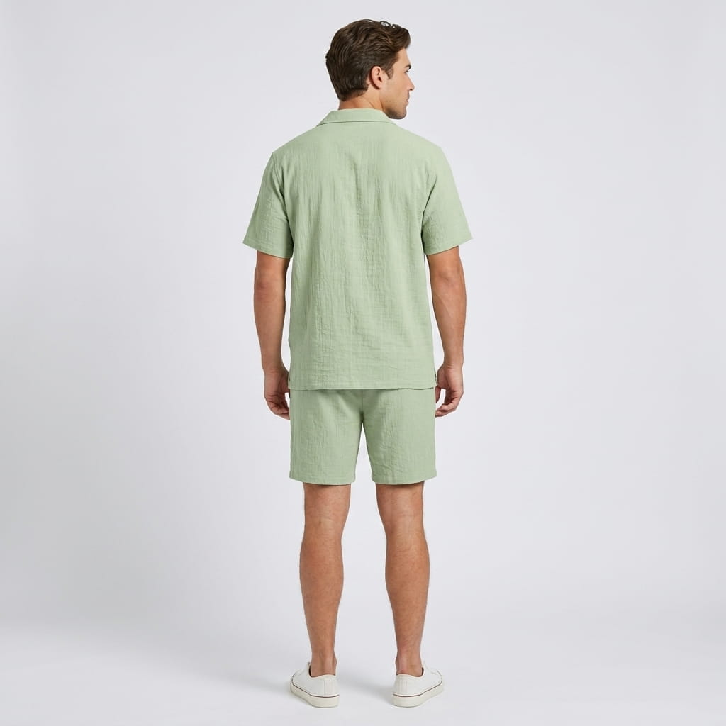 Mason Wrinkled Textured Linen Set – Relaxed Camp Collar Summer Two-Piece Co-Ord