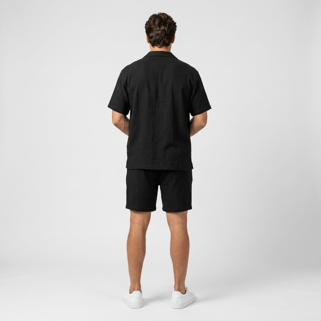 Mason Wrinkled Textured Linen Set – Relaxed Camp Collar Summer Two-Piece Co-Ord