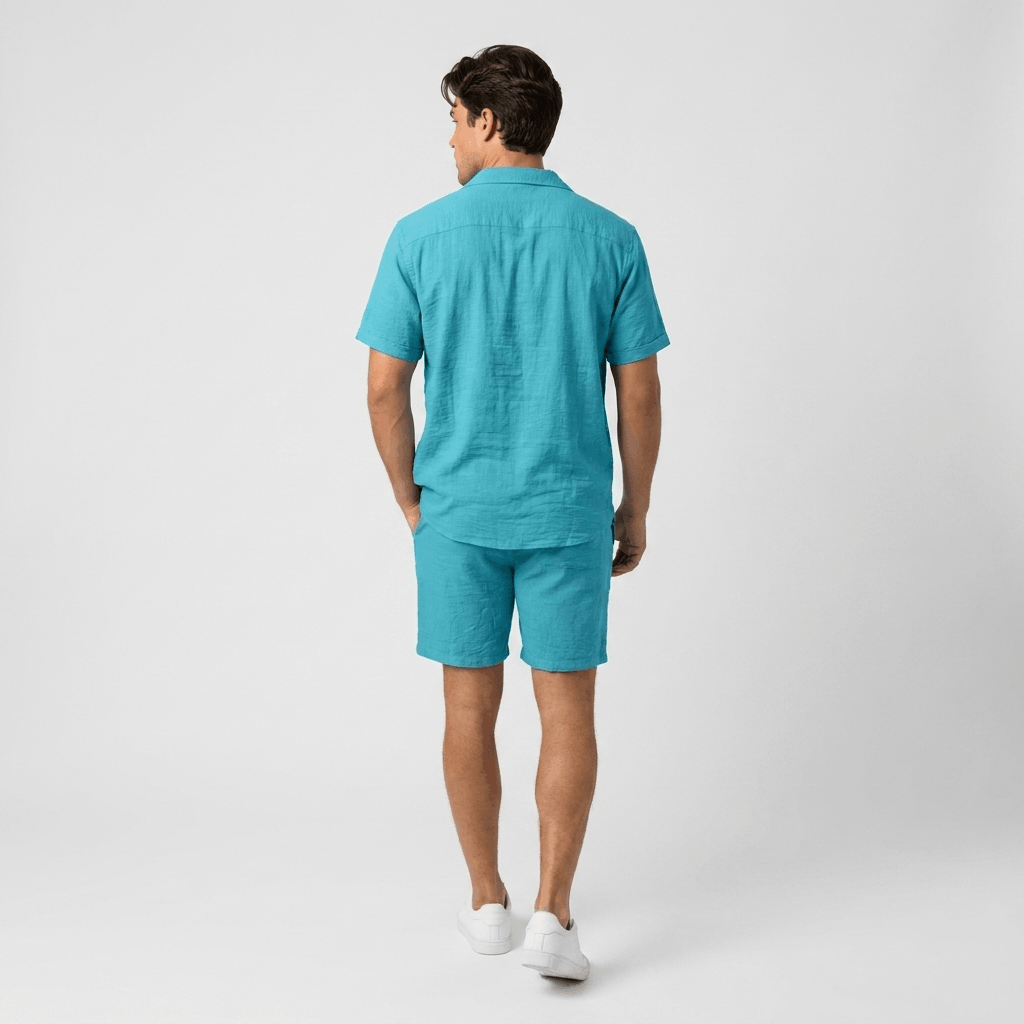 Mason Wrinkled Textured Linen Set – Relaxed Camp Collar Summer Two-Piece Co-Ord