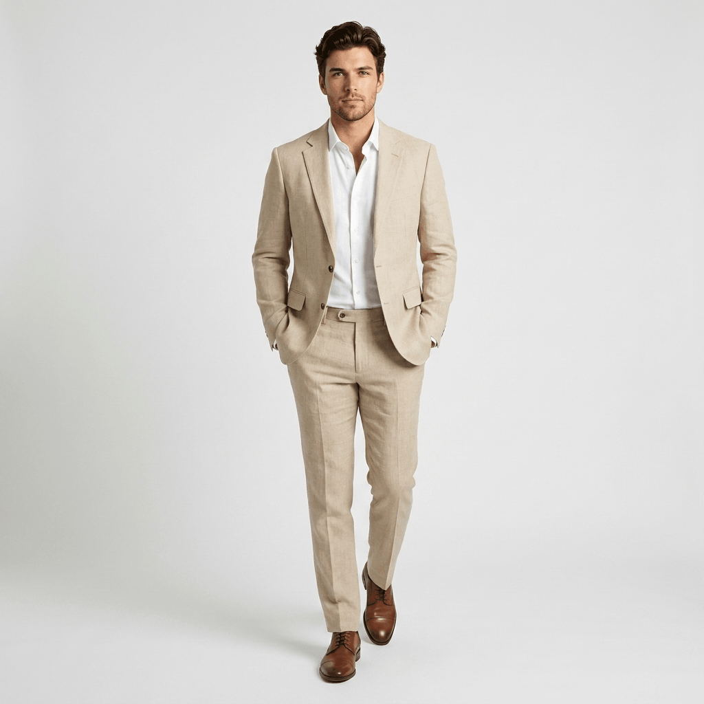 Renato Linen Blend Suit – Tailored Lightweight Smart Two-Piece Set