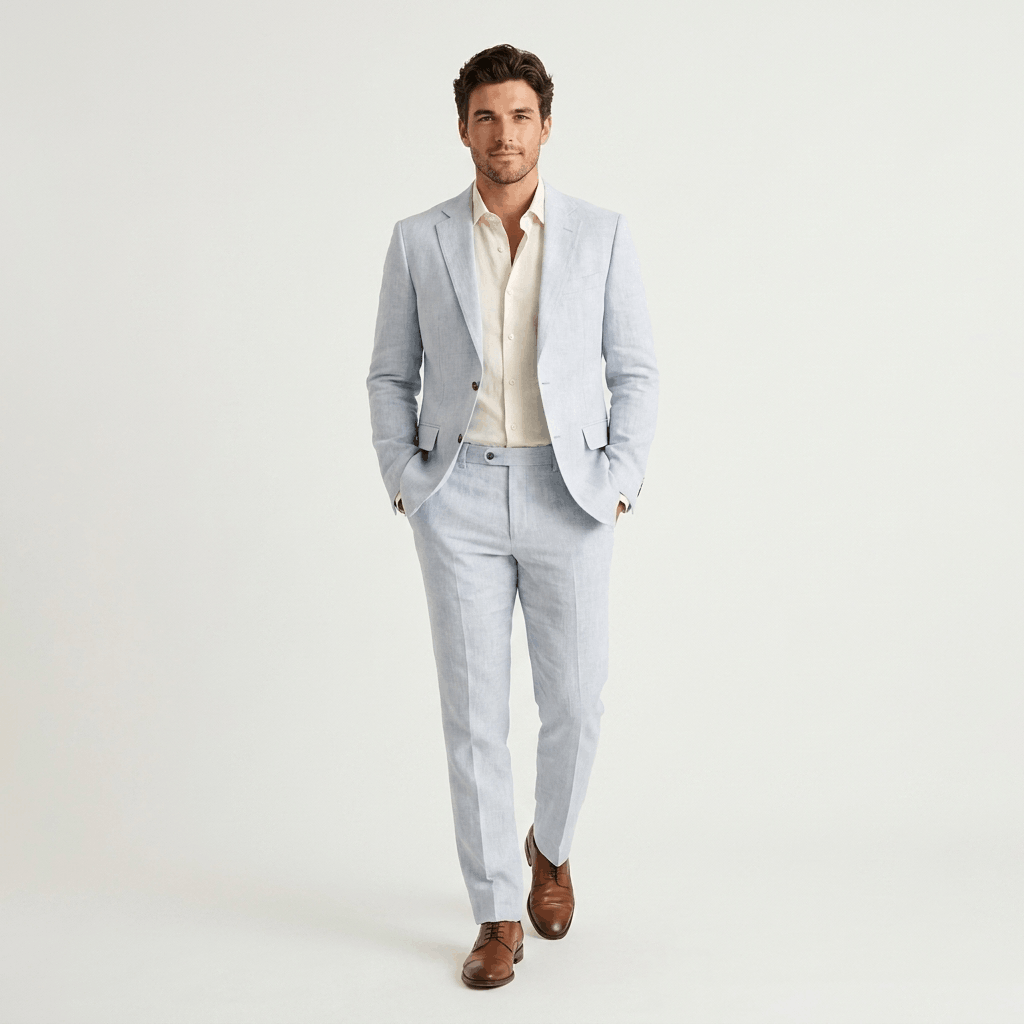 Renato Linen Blend Suit – Tailored Lightweight Smart Two-Piece Set